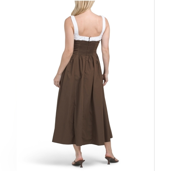 🔹️MOON RIVER🔹️ Two Tone Drop Waist Peakaboo Dark Brown Dress - Picture 4 of 6